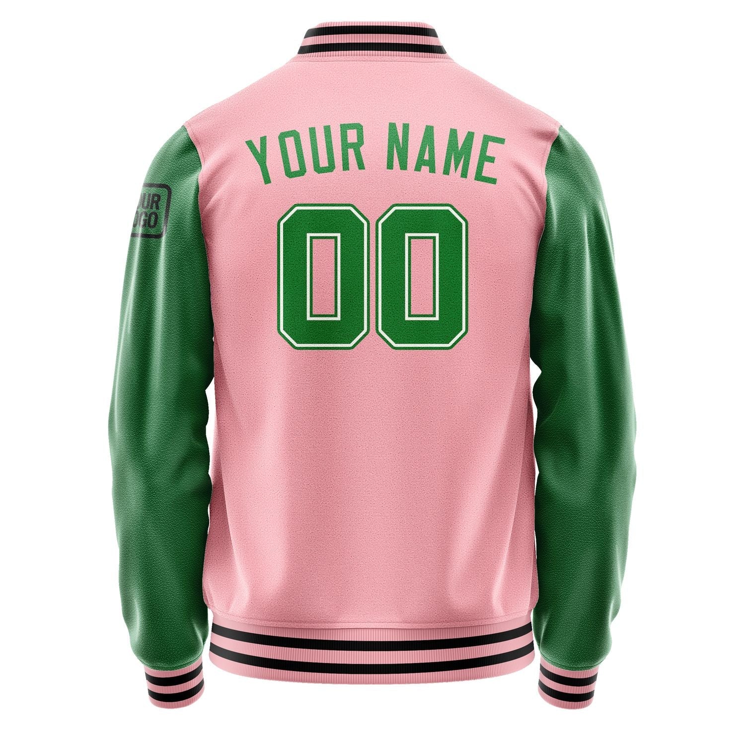 Custom Light Pink Emerald Green Jacket Jb2121242117241817