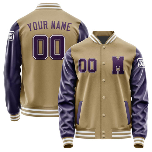 Custom Light Khaki Purple Jacket Jb2525072518071818
