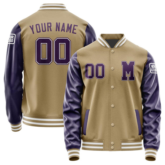 Custom Light Khaki Purple Jacket Jb2525072518071818