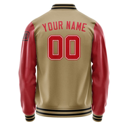 Custom Light Khaki Red Jacket Jb2525142517141817