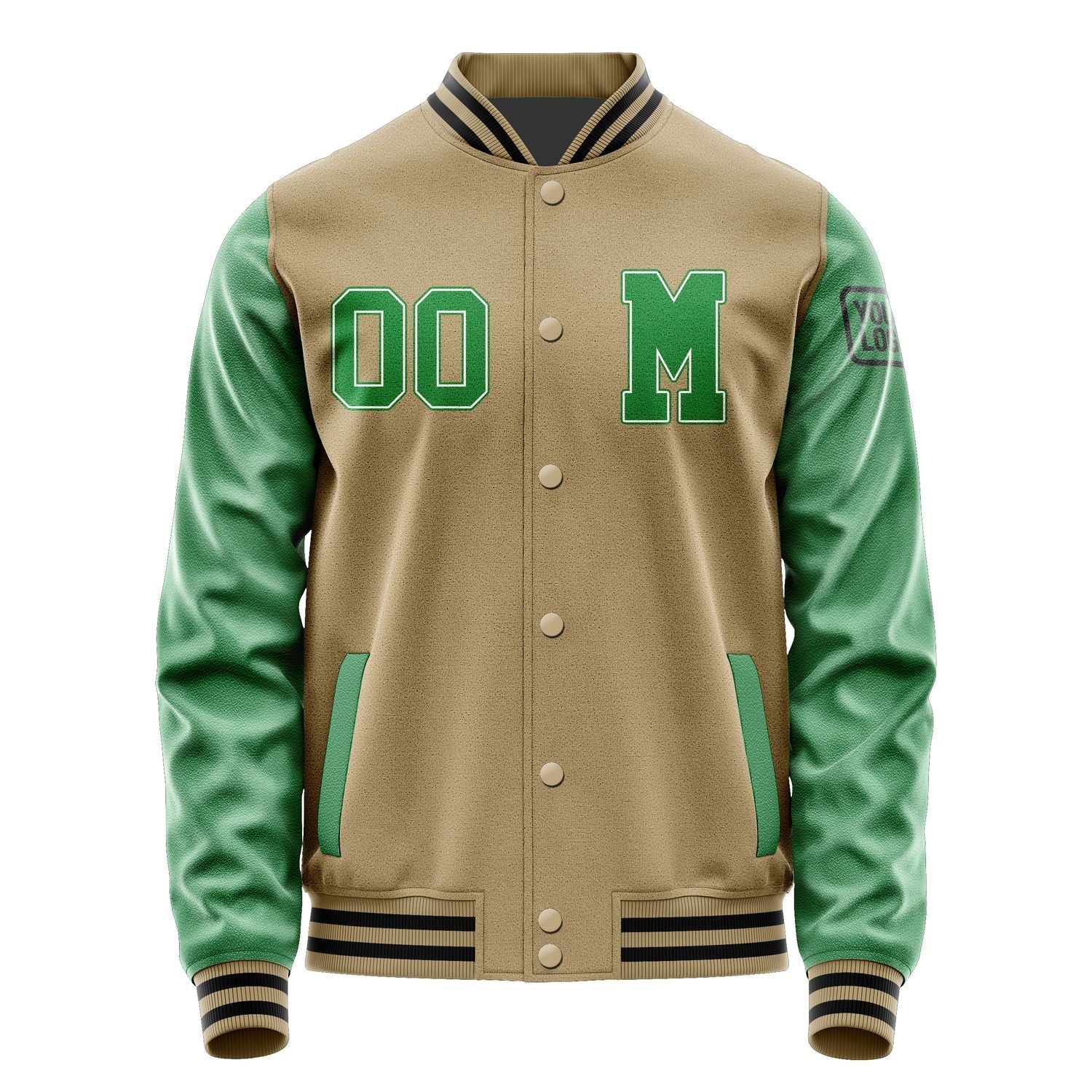 Custom Light Khaki Emerald Green Jacket Jb2525242517241817