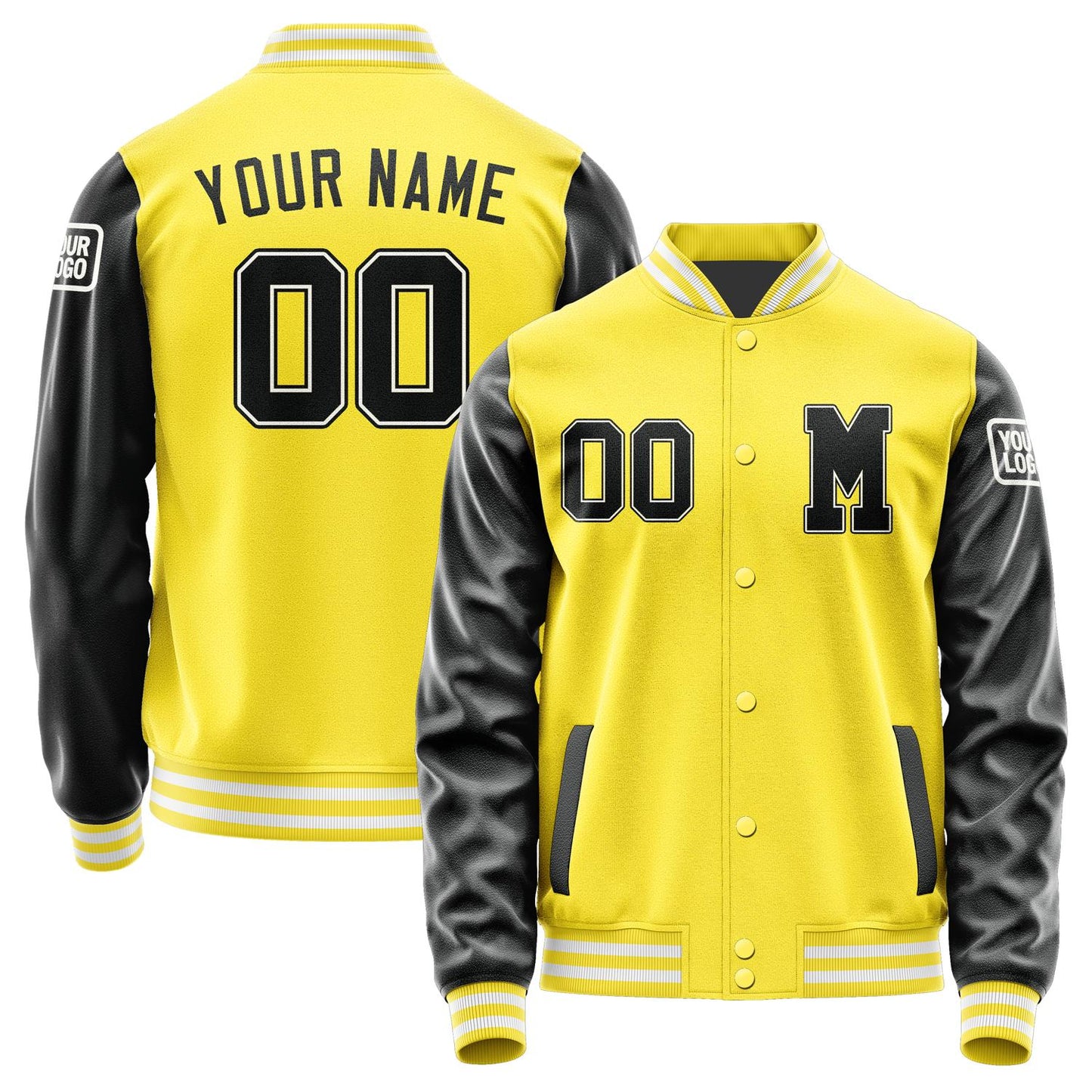 Custom Light Yellow Black Jacket Jb2626172618171818