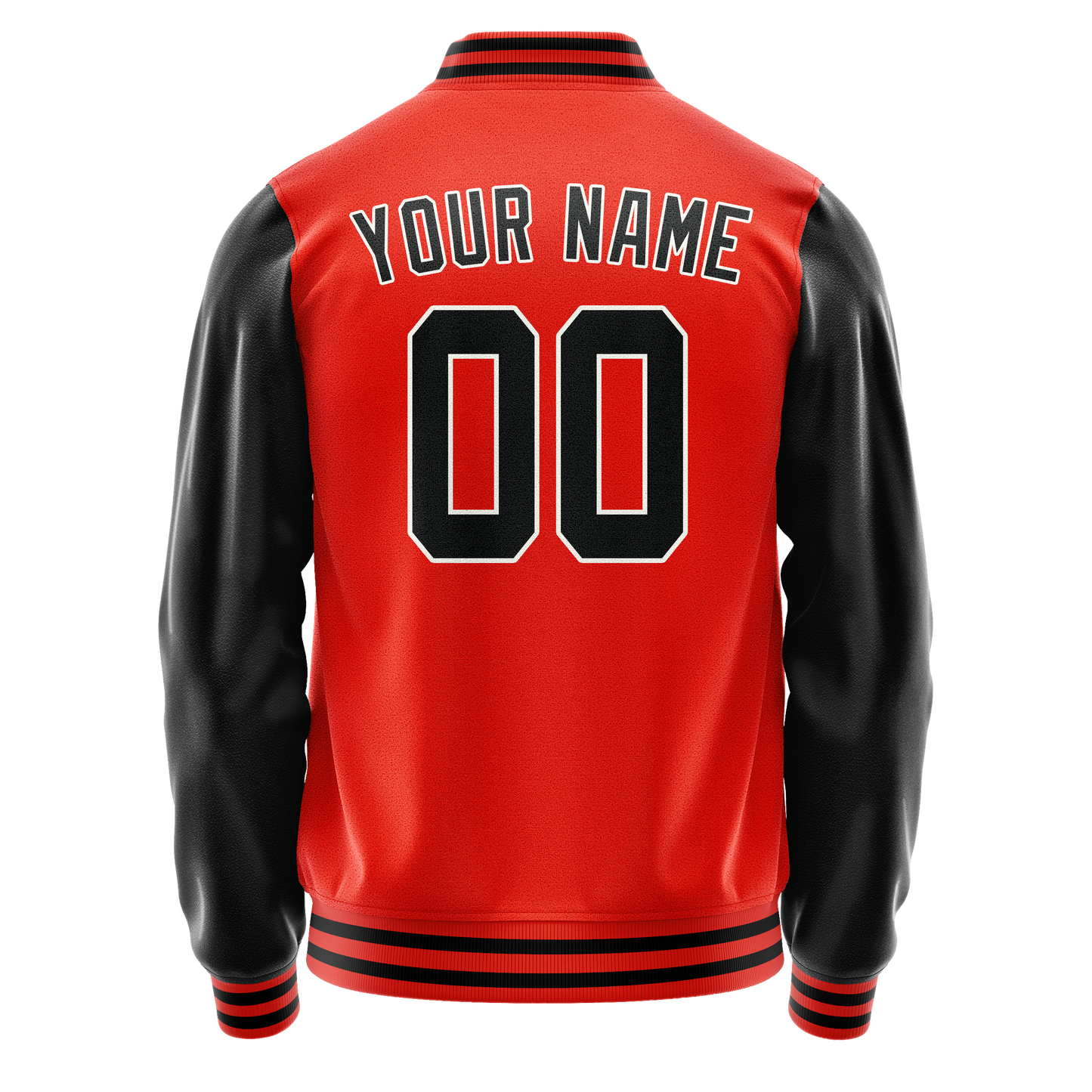 Custom Orange Black Solid Color Varsity Letterman Jacket