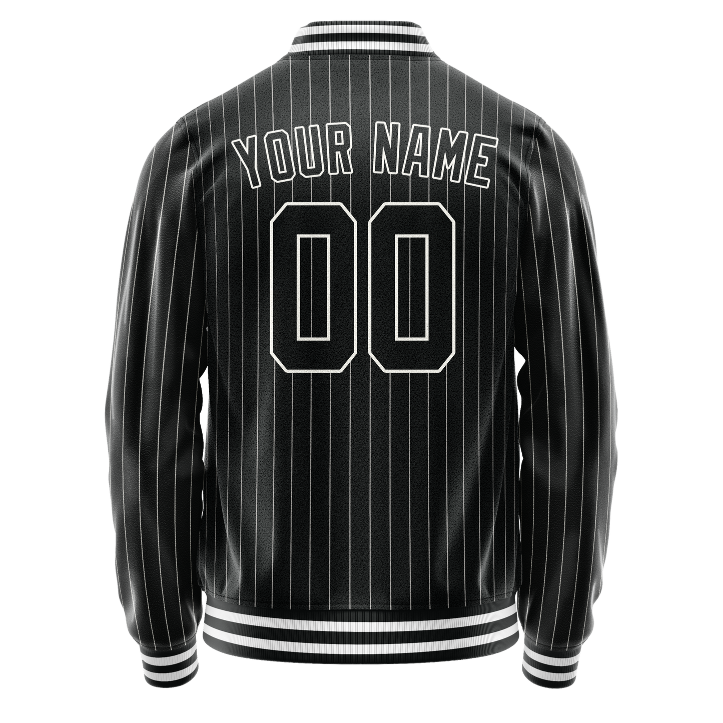 Custom Black White Gray Pinstripe Varsity Letterman Jacket