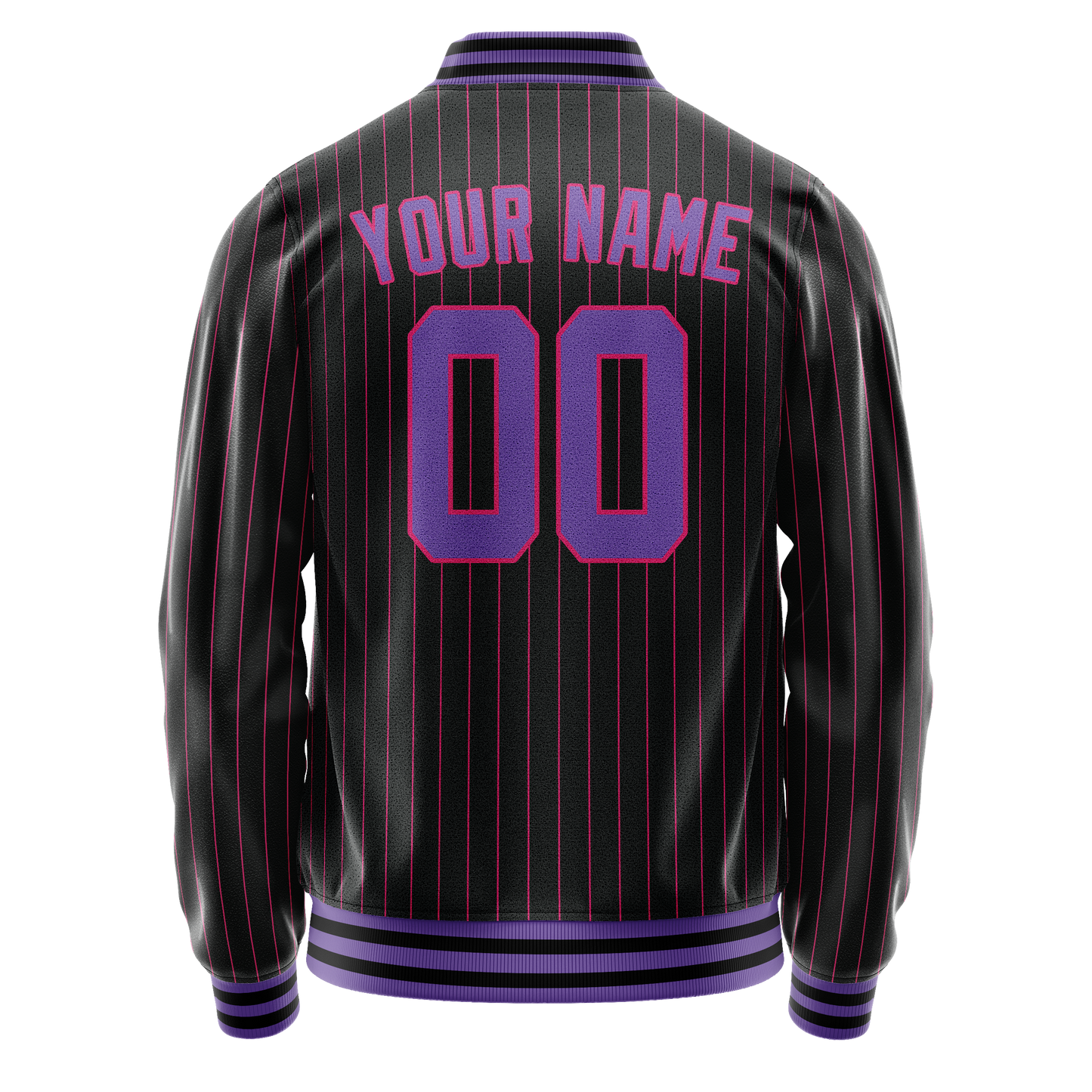 Custom Black Purple Pink Pinstripe Varsity Letterman Jacket