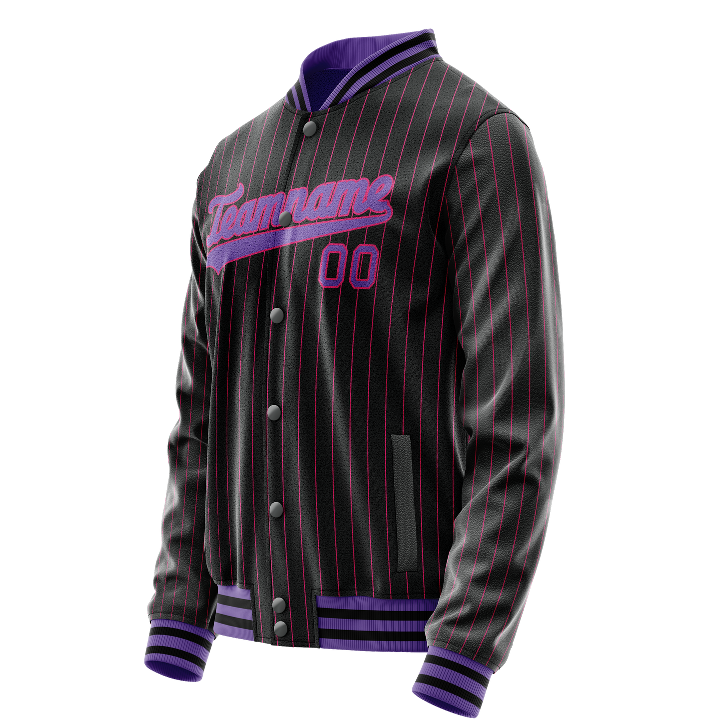 Custom Black Purple Pink Pinstripe Varsity Letterman Jacket