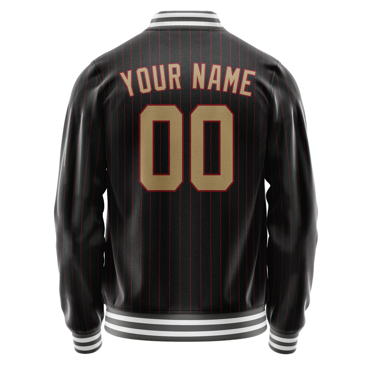 Custom Black Cream Solid Color Varsity Letterman Jacket
