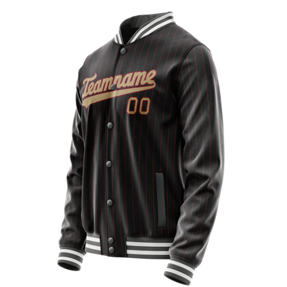 Custom Black Cream Solid Color Varsity Letterman Jacket