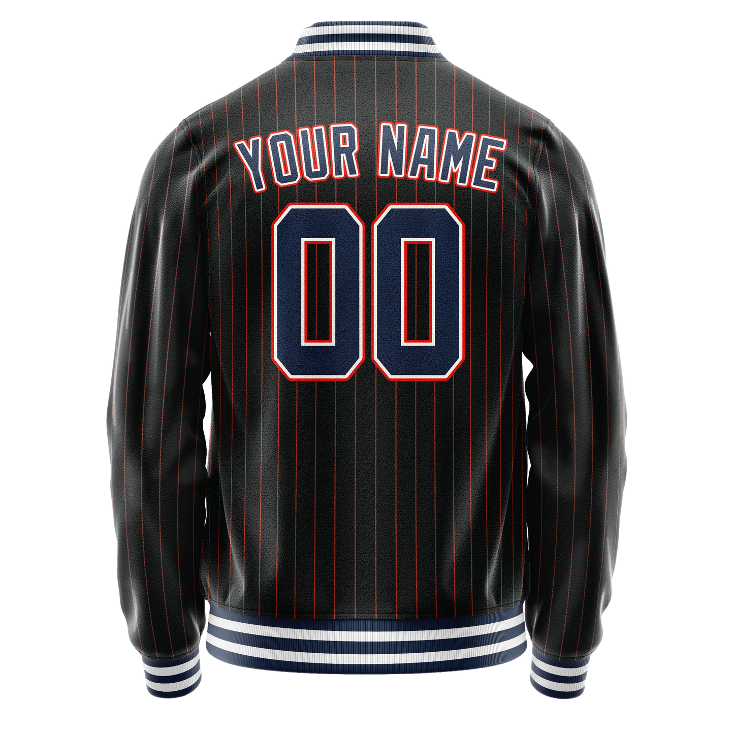 Custom Black Royal Orange Pinstripe Varsity Letterman Jacket