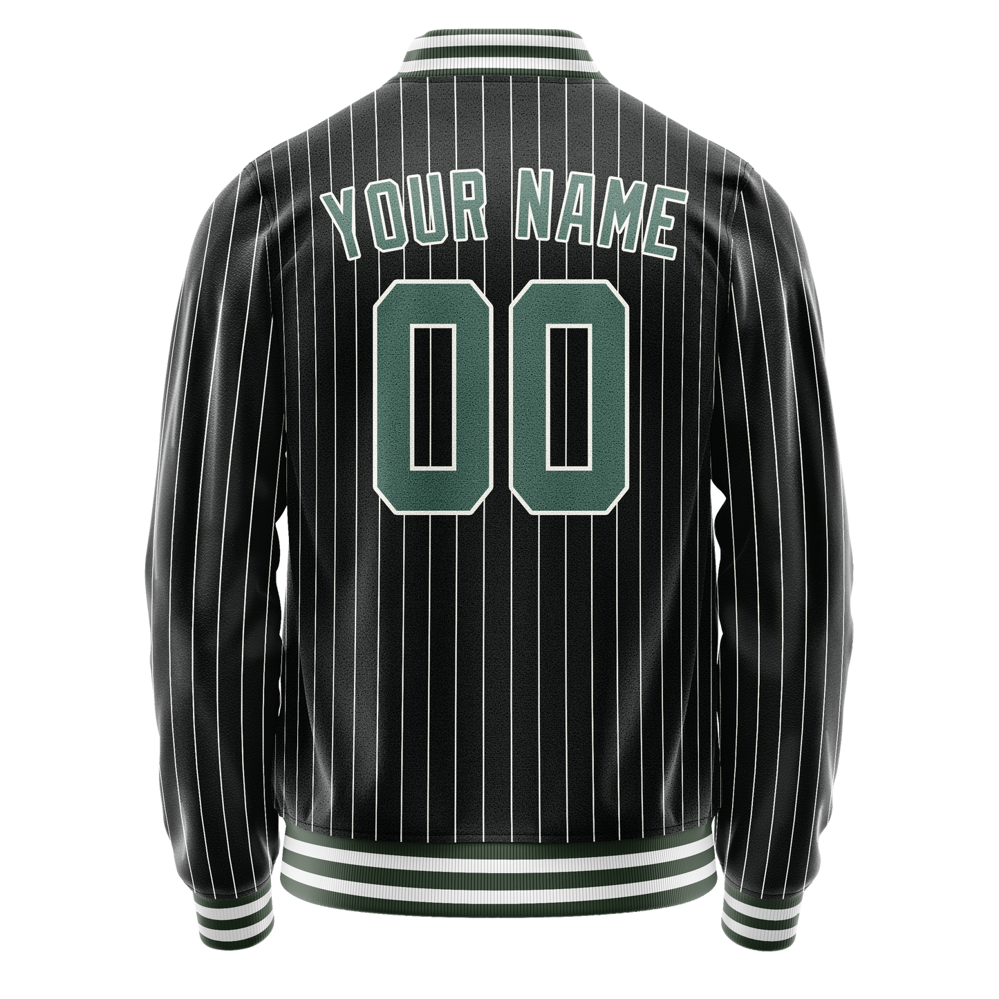Custom Black Teal White Pinstripe Varsity Letterman Jacket