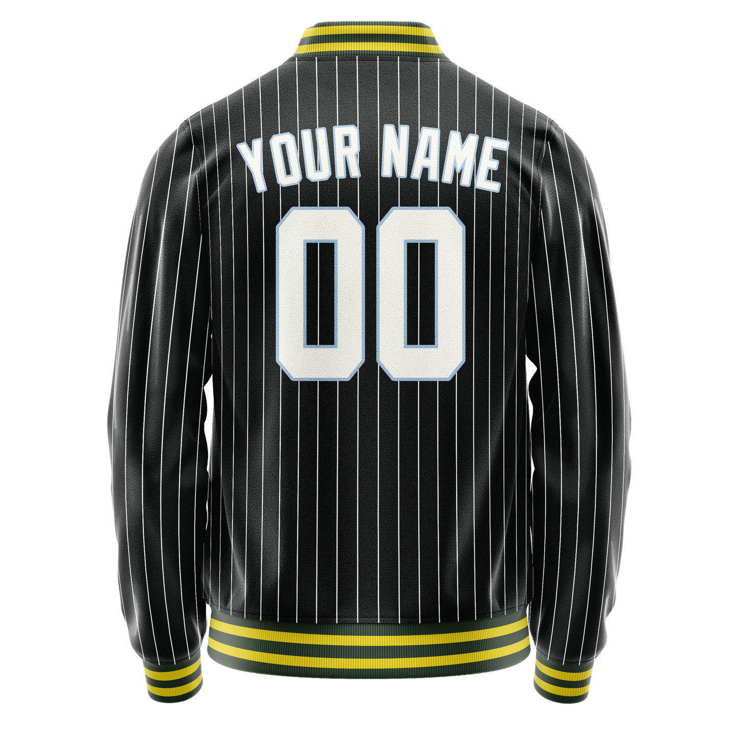Custom Black White Gray Pinstripe Varsity Letterman Jacket