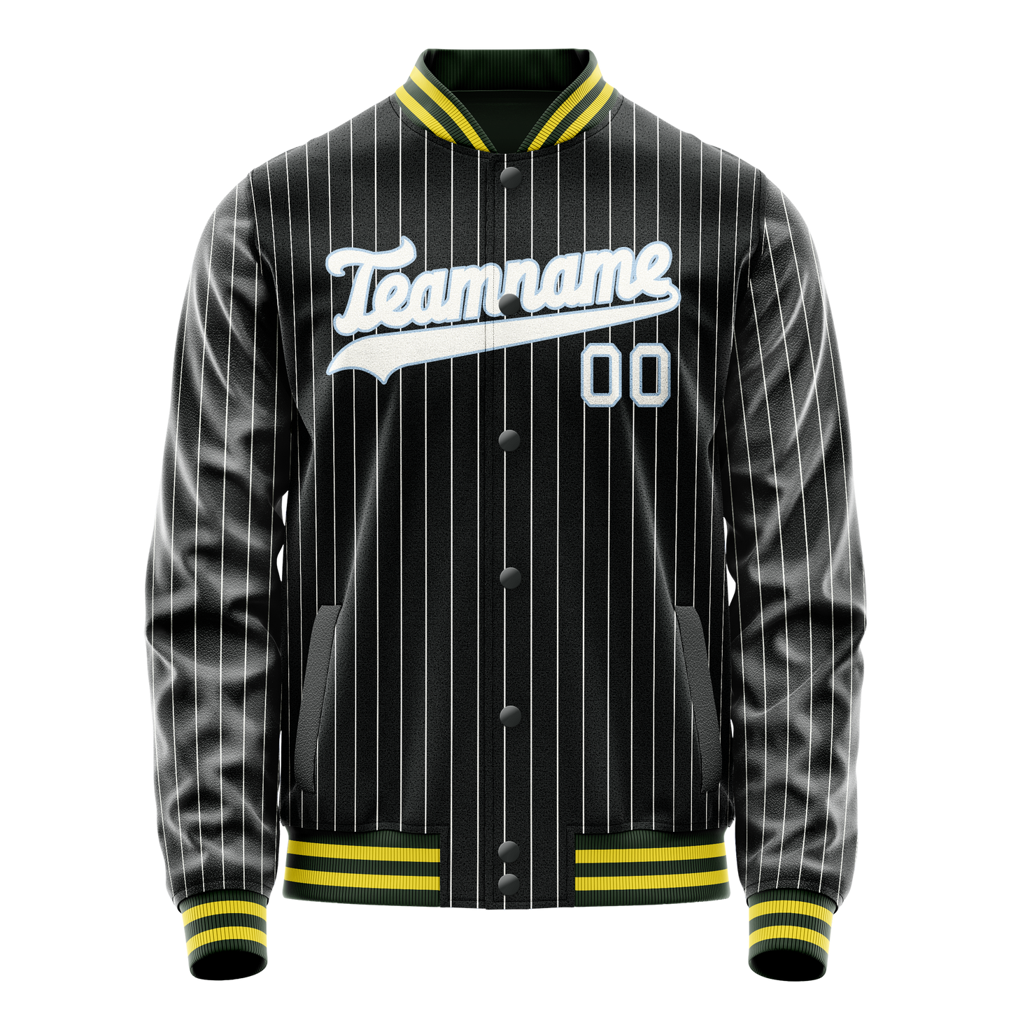 Custom Black White Gray Pinstripe Varsity Letterman Jacket