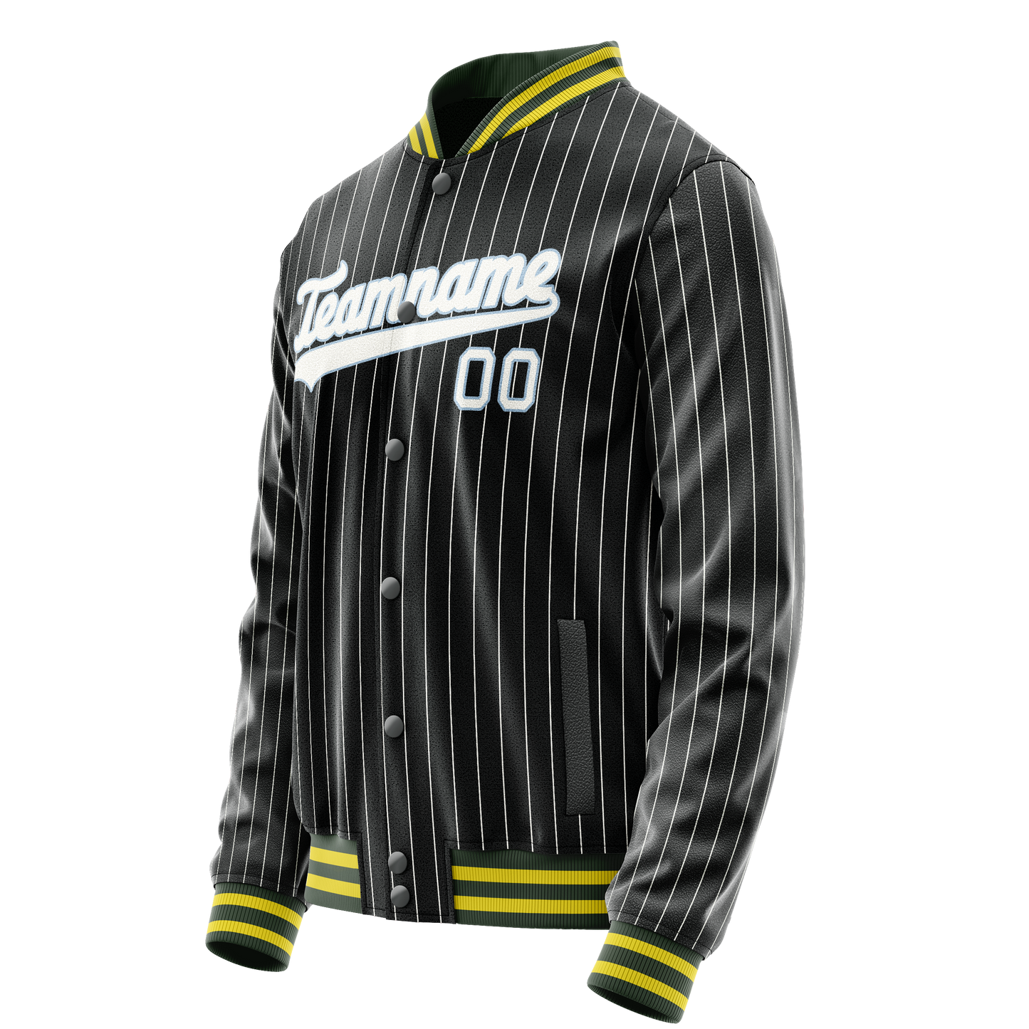 Custom Black White Gray Pinstripe Varsity Letterman Jacket