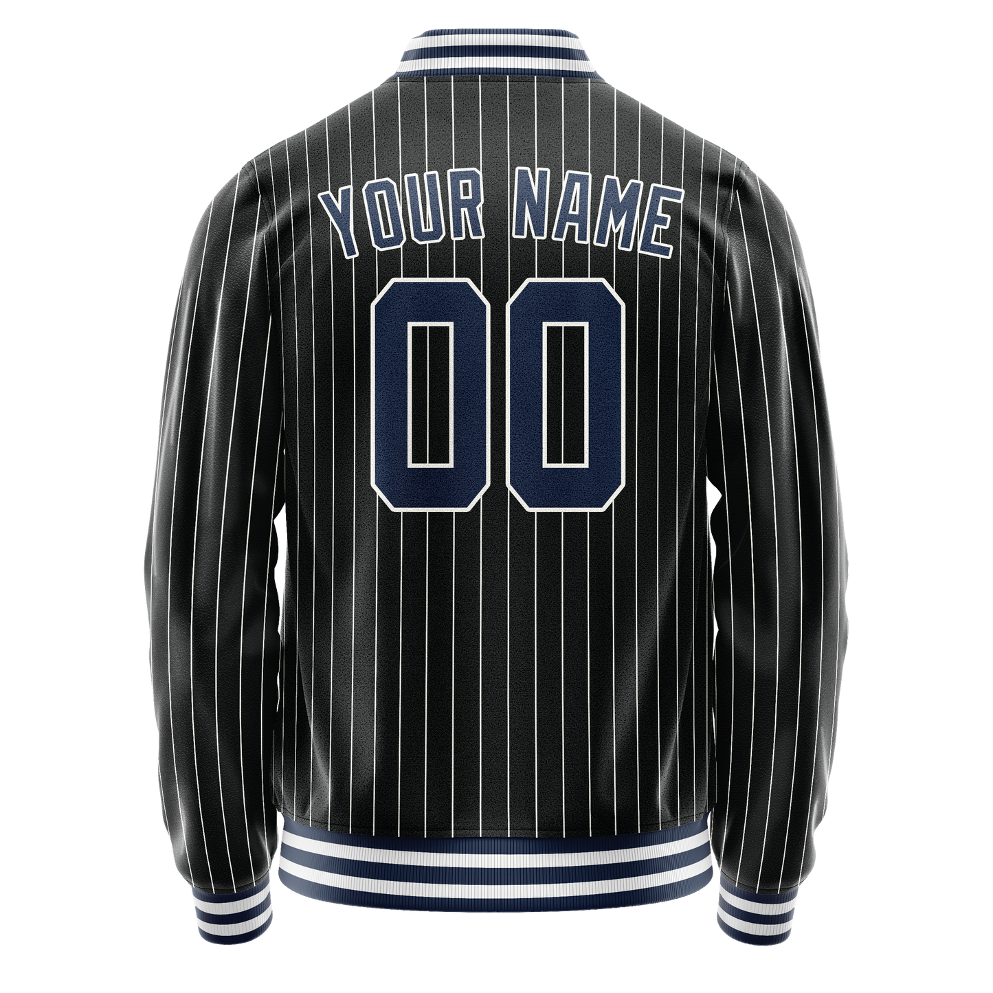 Custom Black Royal White Pinstripe Varsity Letterman Jacket