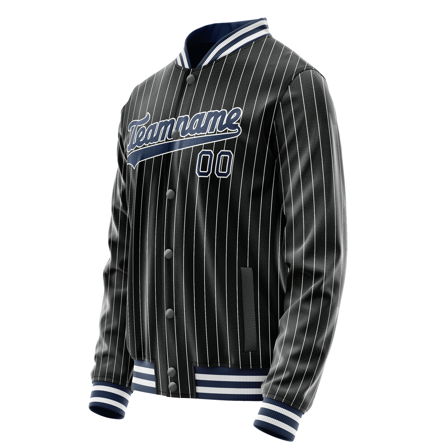 Custom Black Royal White Pinstripe Varsity Letterman Jacket