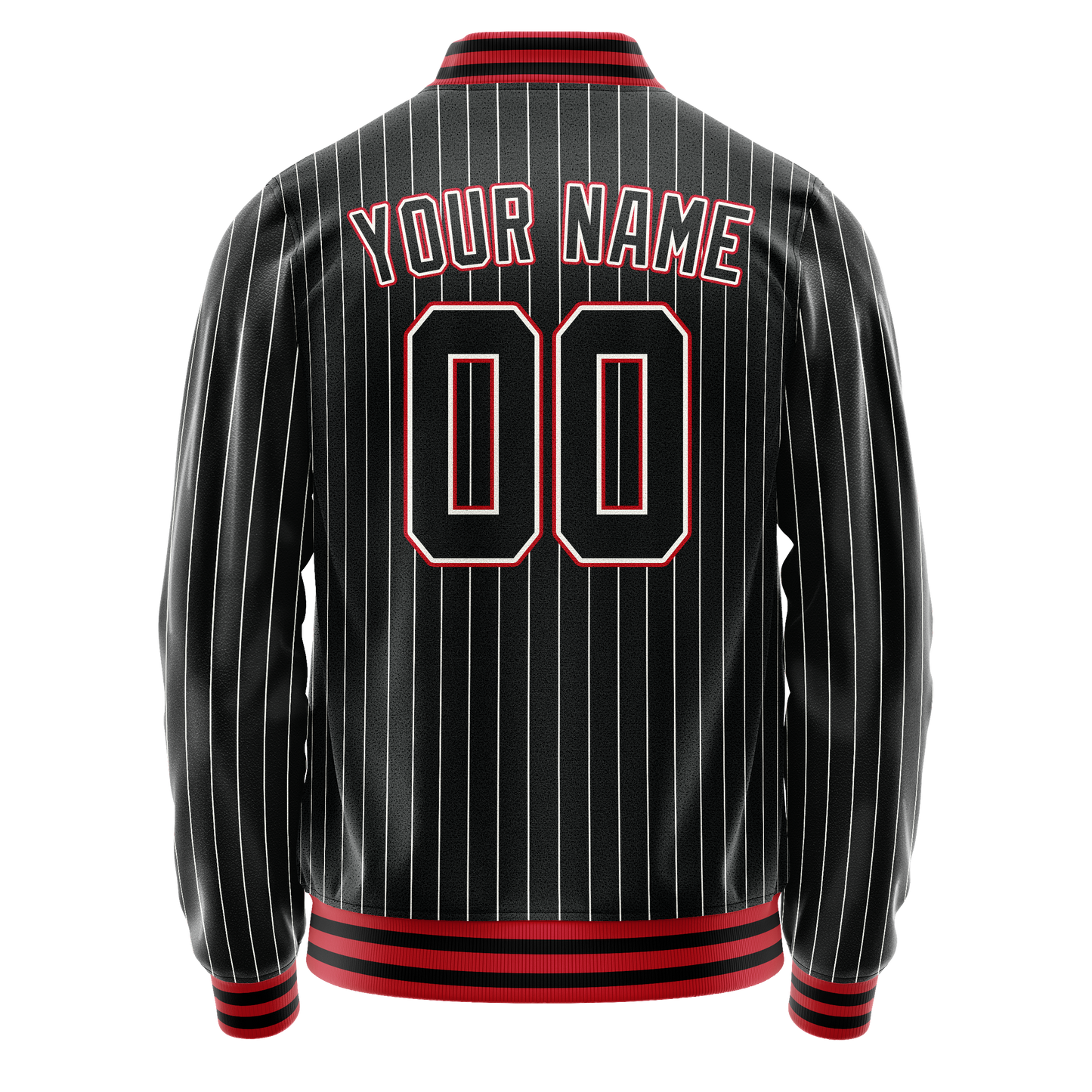 Custom Black Orange White Pinstripe Varsity Letterman Jacket