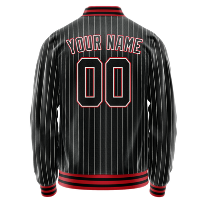 Custom Black Orange White Pinstripe Varsity Letterman Jacket