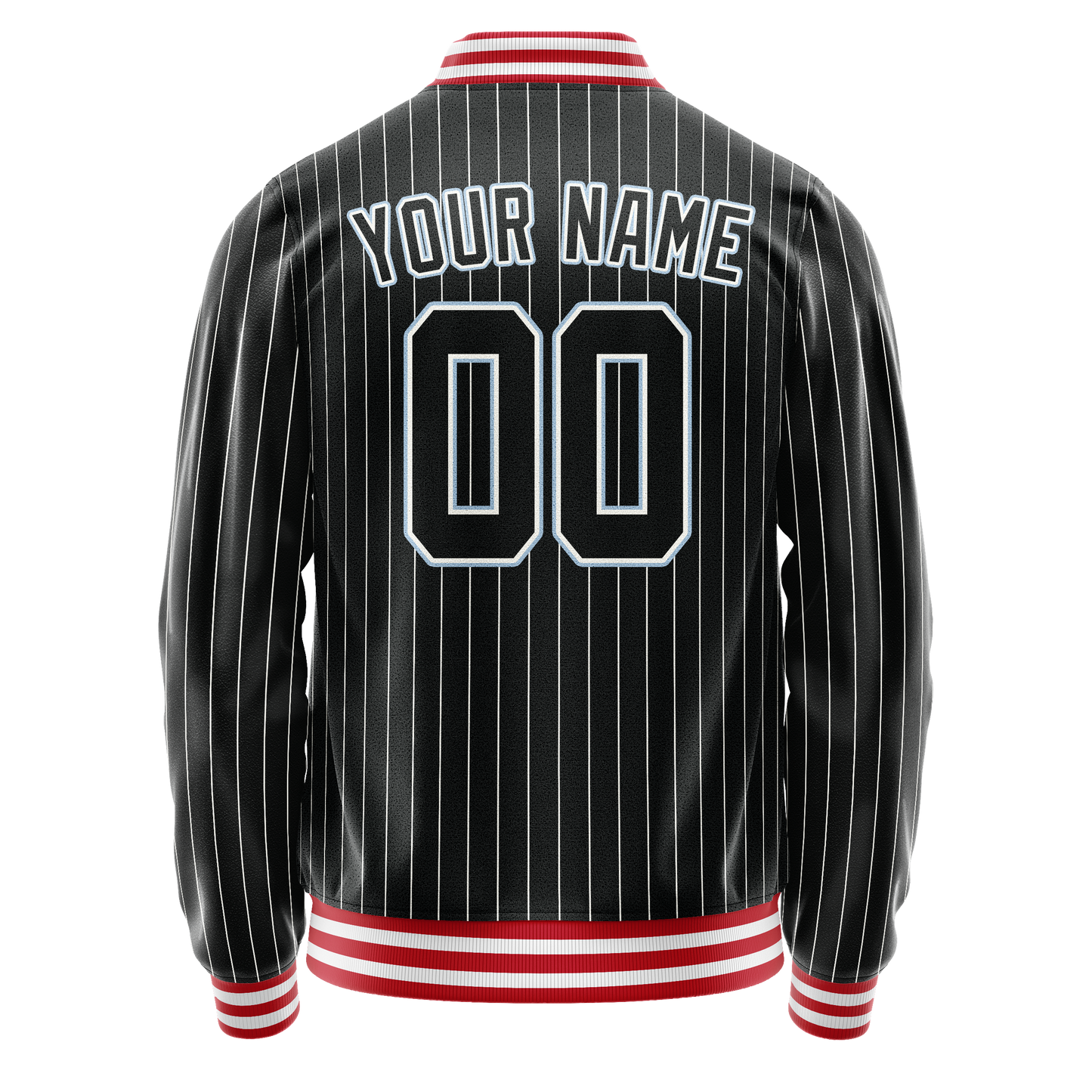 Custom Black Light-Blue Gray Pinstripe Varsity Letterman Jacket