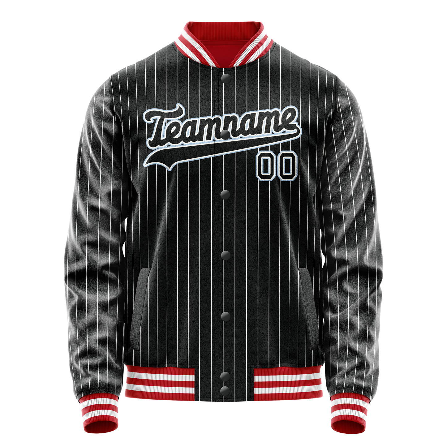 Custom Black Light-Blue Gray Pinstripe Varsity Letterman Jacket