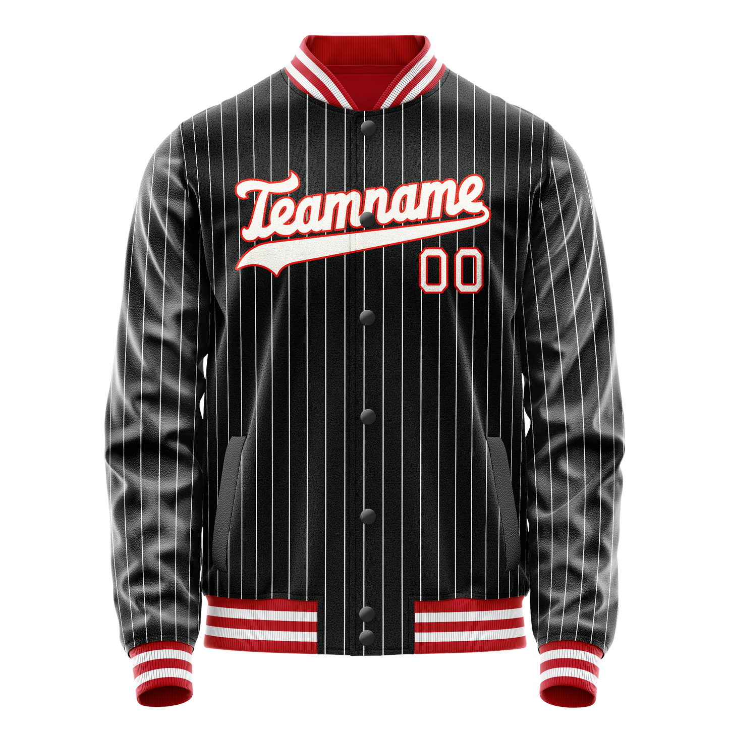 Custom Black Orange White Pinstripe Varsity Letterman Jacket