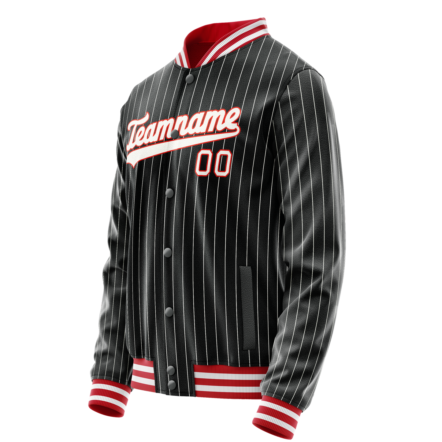 Custom Black Orange White Pinstripe Varsity Letterman Jacket