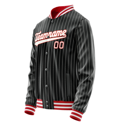 Custom Black Orange White Pinstripe Varsity Letterman Jacket
