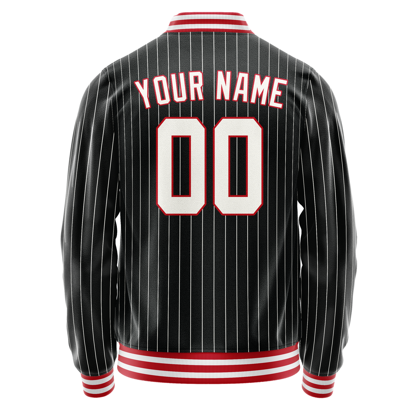 Custom Black White White Pinstripe Varsity Letterman Jacket