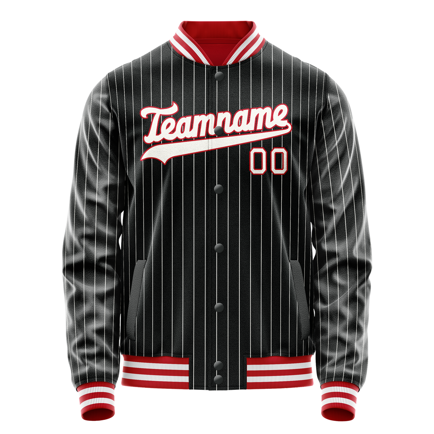 Custom Black White White Pinstripe Varsity Letterman Jacket