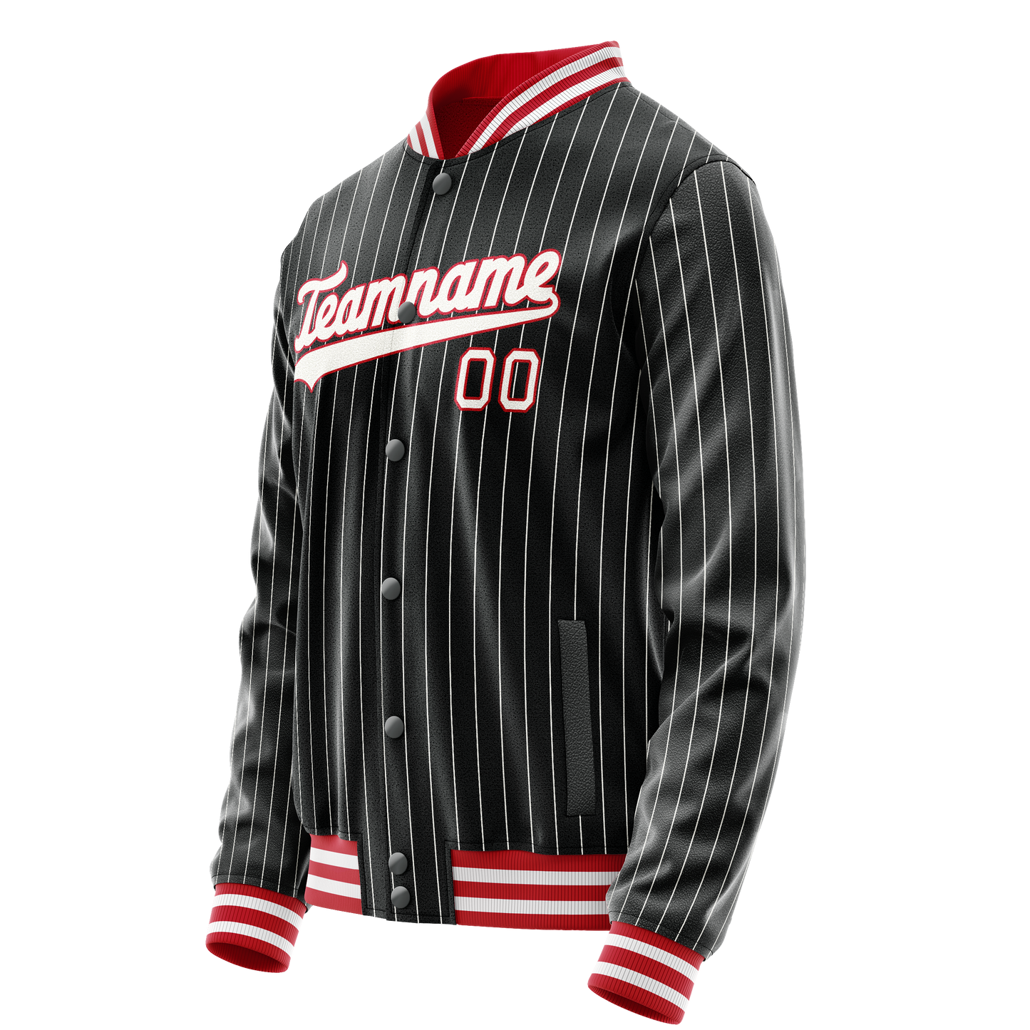 Custom Black White White Pinstripe Varsity Letterman Jacket