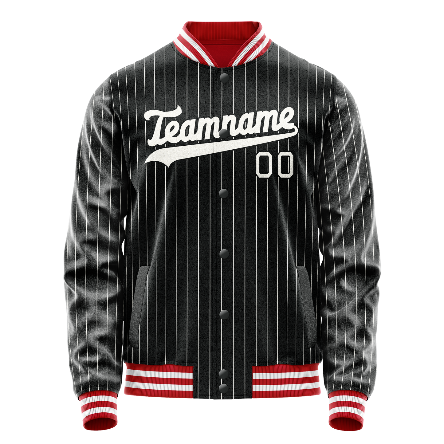 Custom Black White Gray Pinstripe Varsity Letterman Jacket