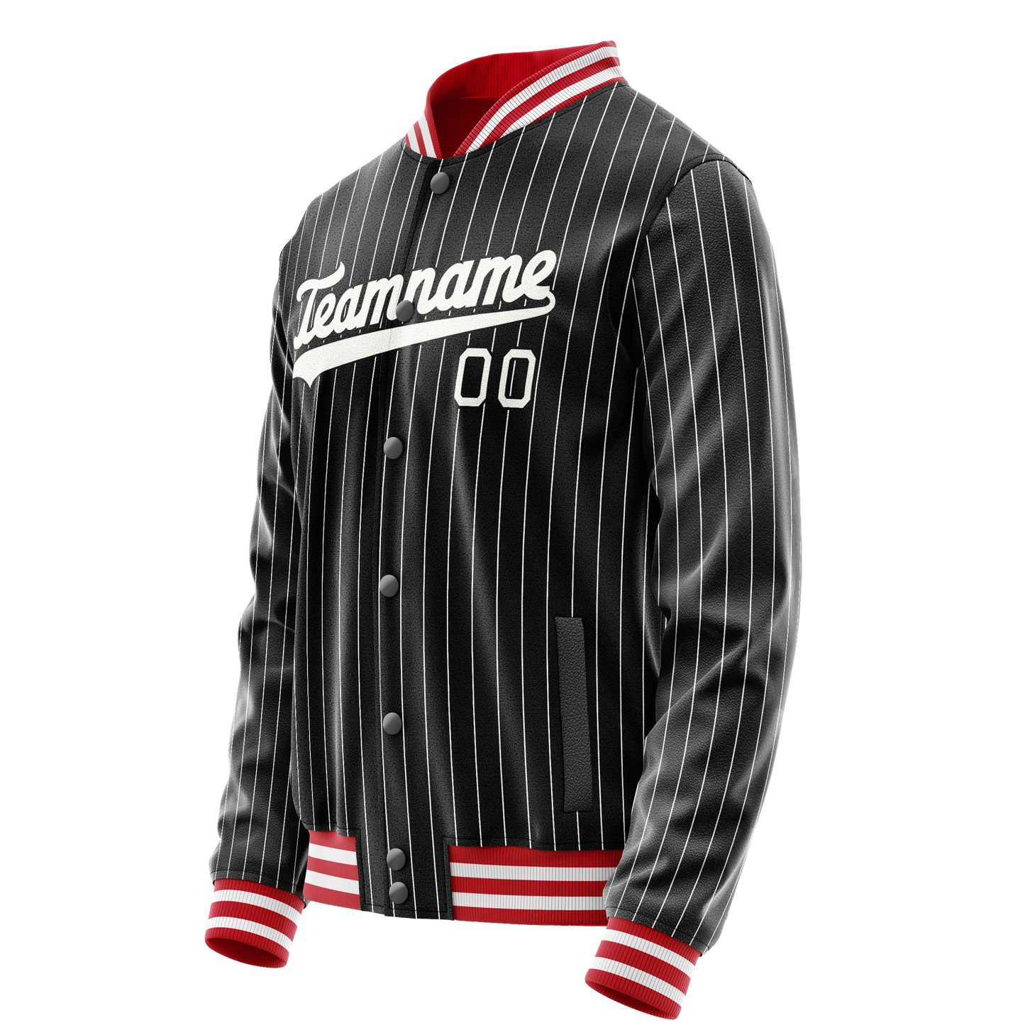 Custom Black White Gray Pinstripe Varsity Letterman Jacket