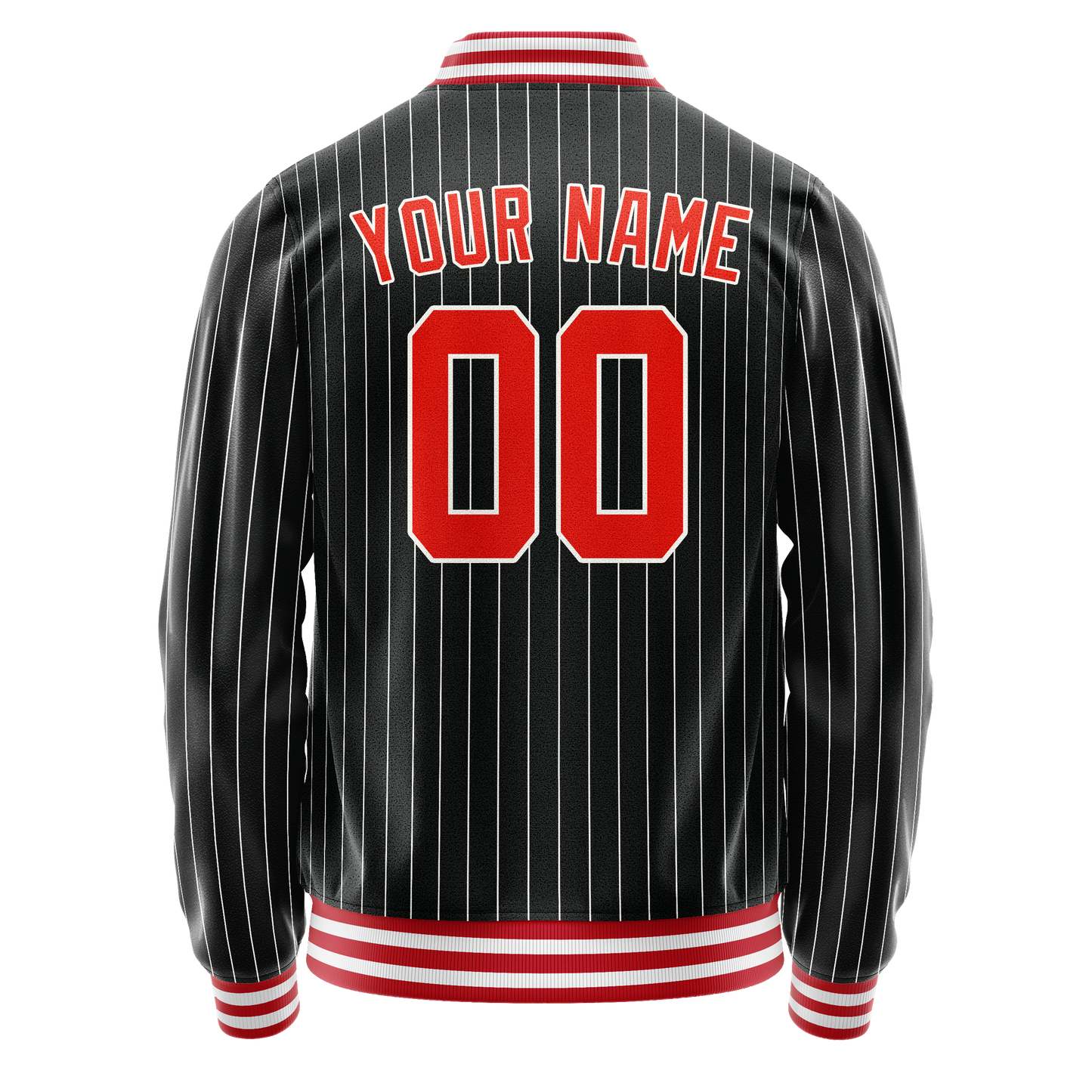 Custom Black Orange Gray Pinstripe Varsity Letterman Jacket
