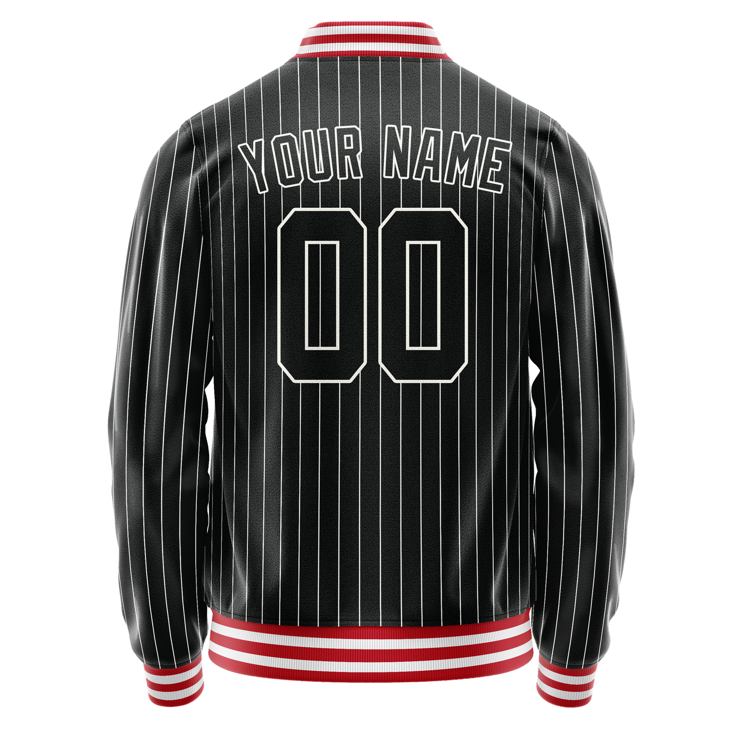 Custom Black White White Pinstripe Varsity Letterman Jacket