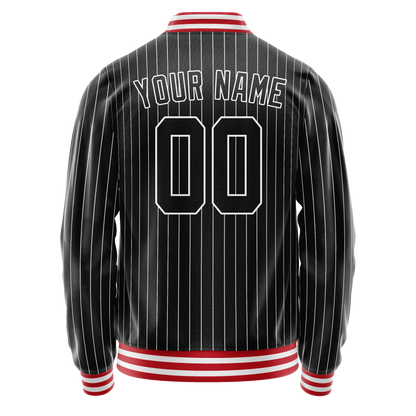 Custom Black White White Pinstripe Varsity Letterman Jacket