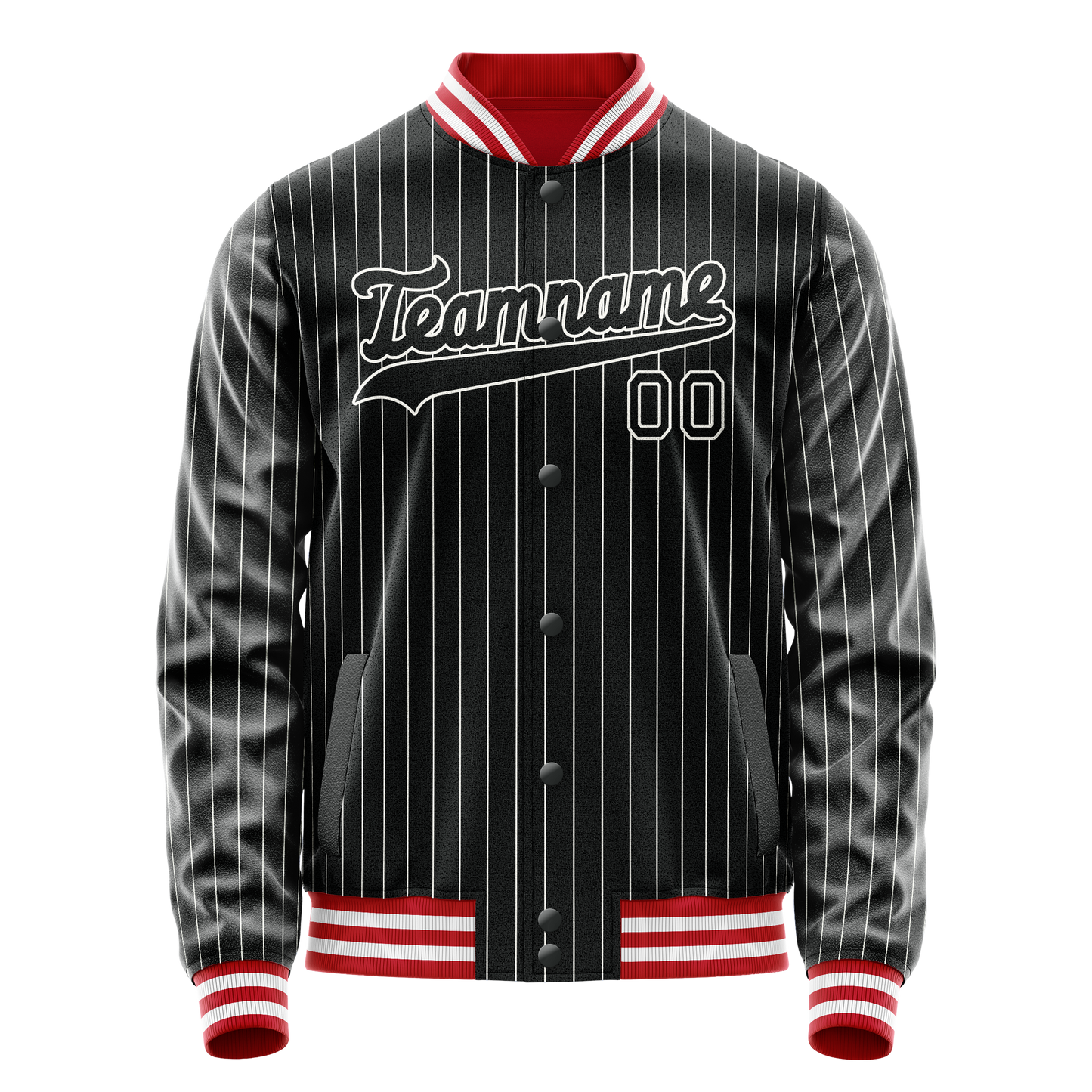 Custom Black White White Pinstripe Varsity Letterman Jacket