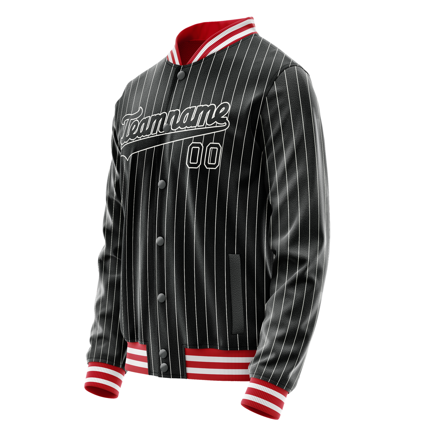 Custom Black White White Pinstripe Varsity Letterman Jacket