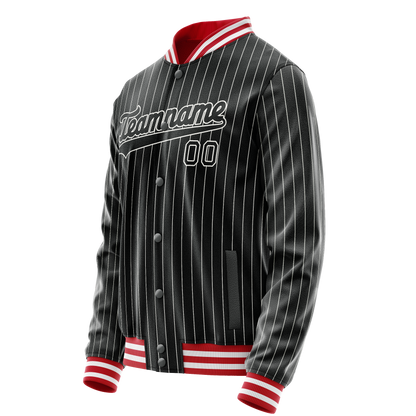 Custom Black White White Pinstripe Varsity Letterman Jacket