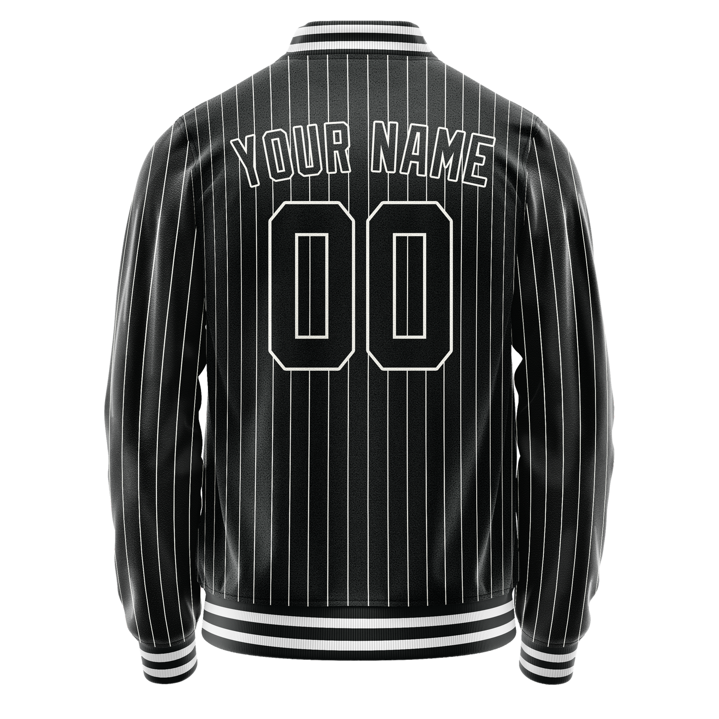 Custom Black White White Pinstripe Varsity Letterman Jacket