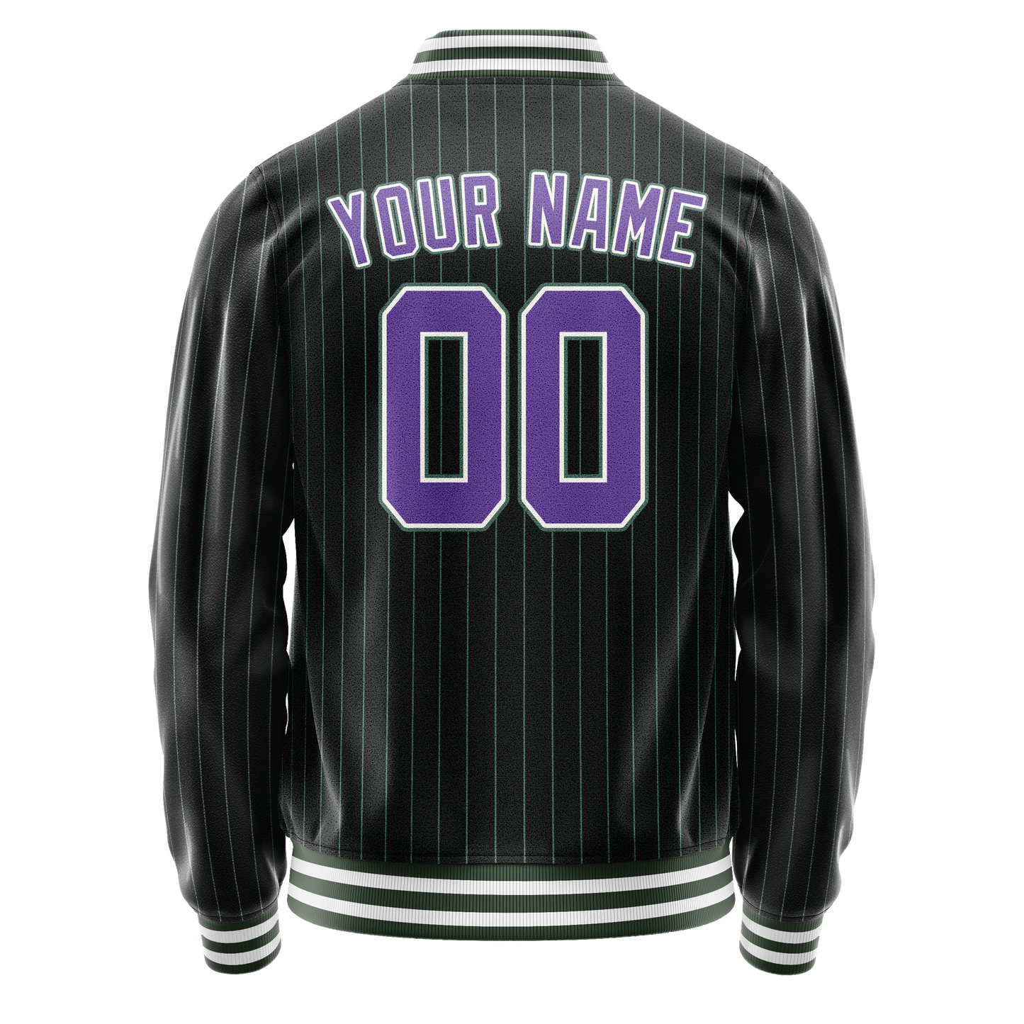 Custom Black Purple Teal Pinstripe Varsity Letterman Jacket