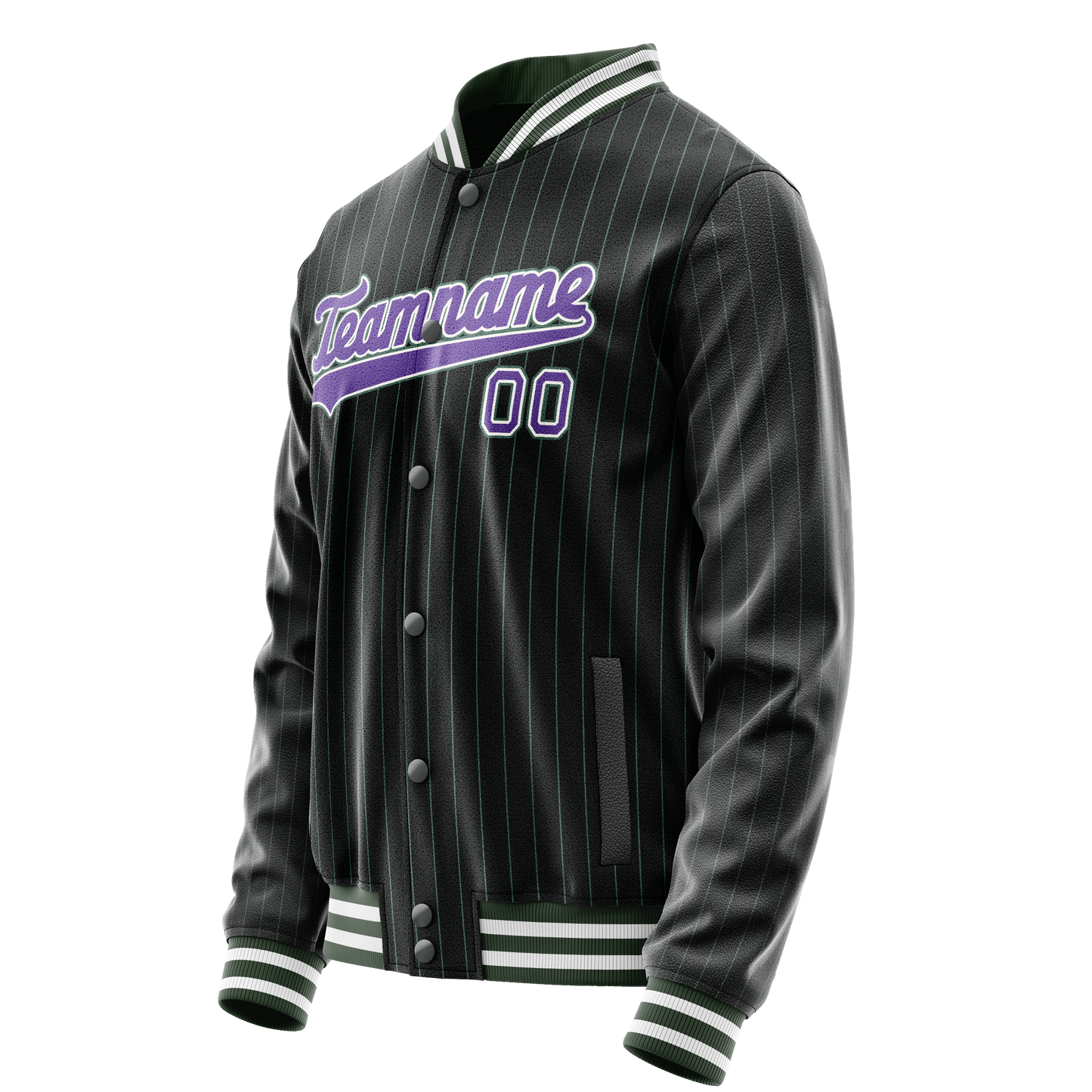 Custom Black Purple Teal Pinstripe Varsity Letterman Jacket