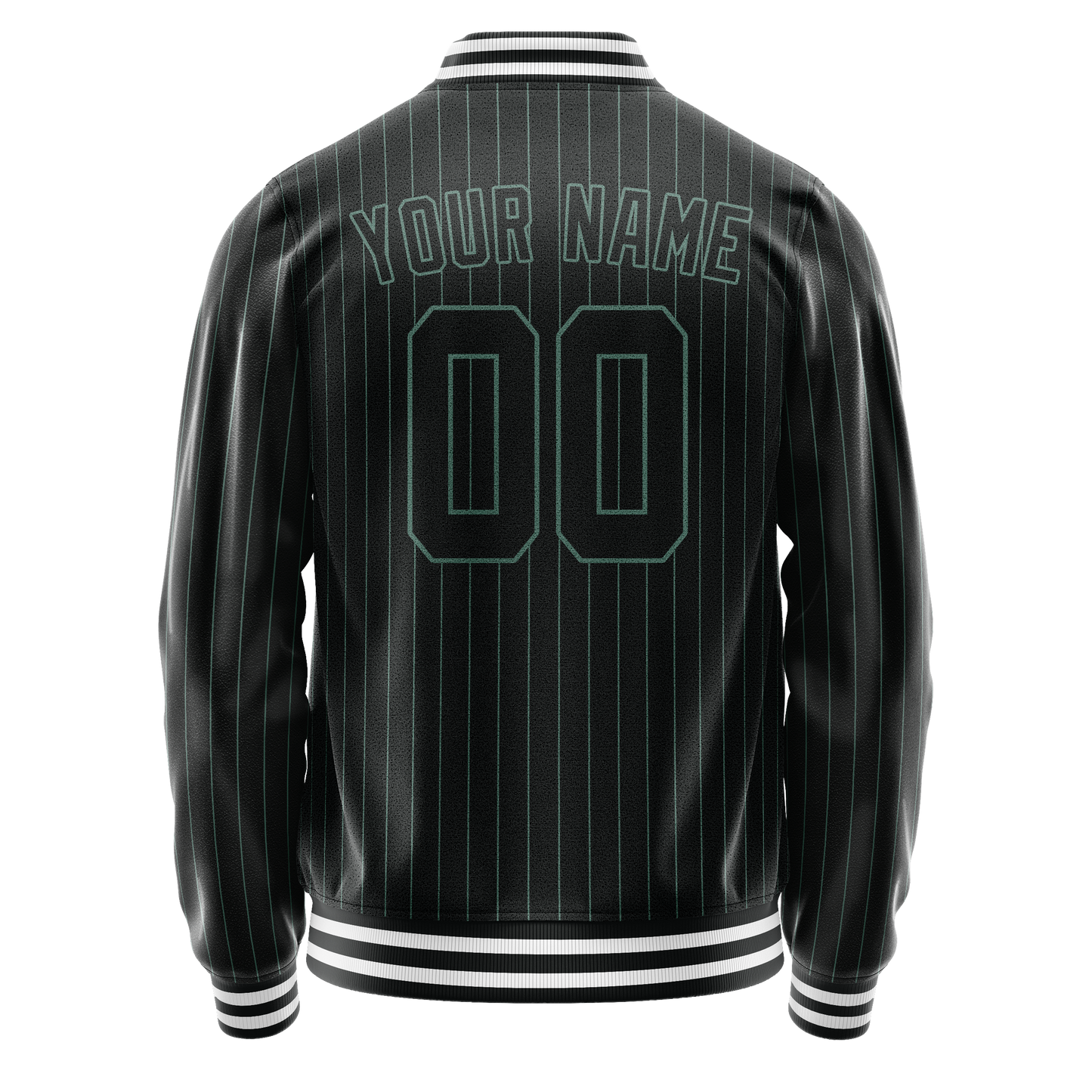 Custom Black Teal Teal Pinstripe Varsity Letterman Jacket