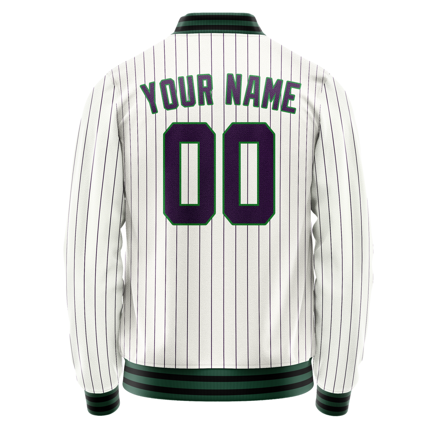 Custom White Navy Purple Pinstripe Varsity Letterman Jacket