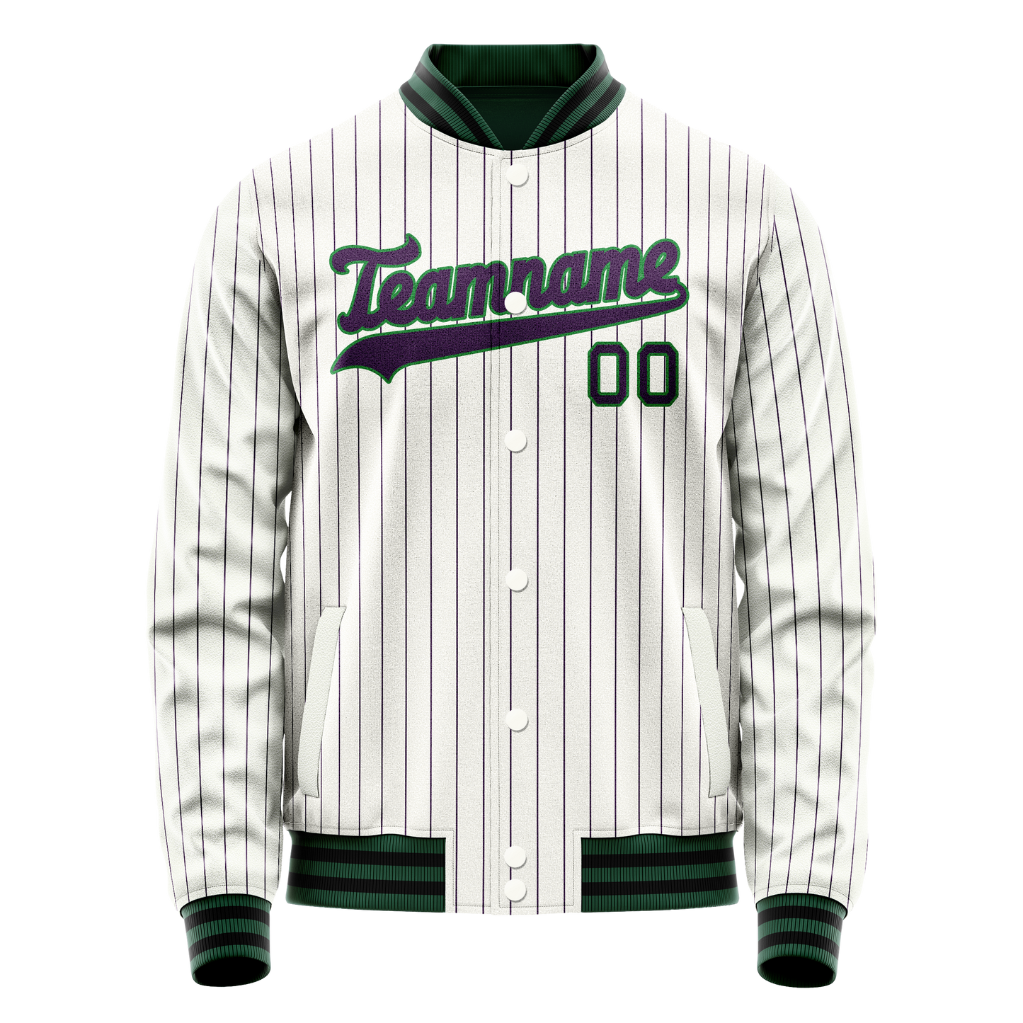 Custom White Navy Purple Pinstripe Varsity Letterman Jacket