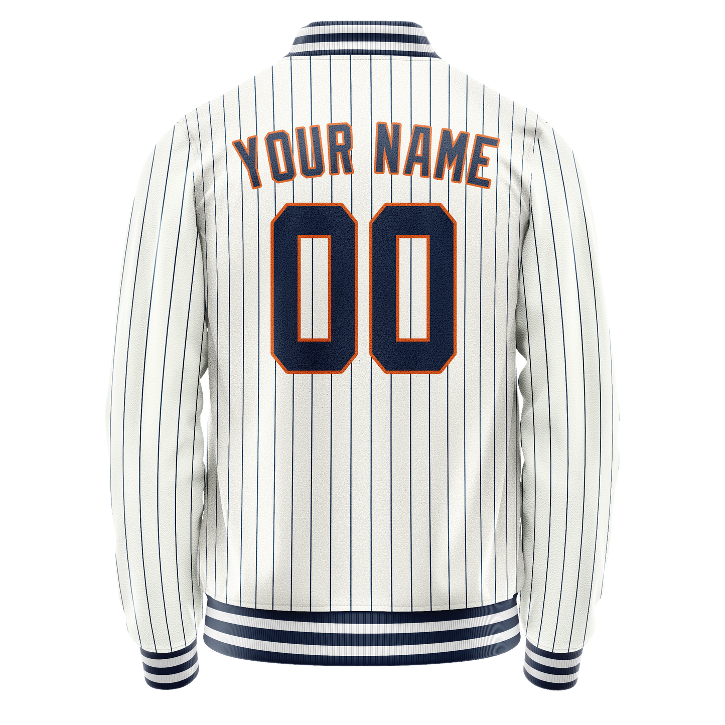 Custom White Navy Royal Pinstripe Varsity Letterman Jacket