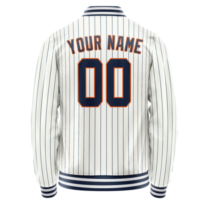 Custom White Navy Royal Pinstripe Varsity Letterman Jacket