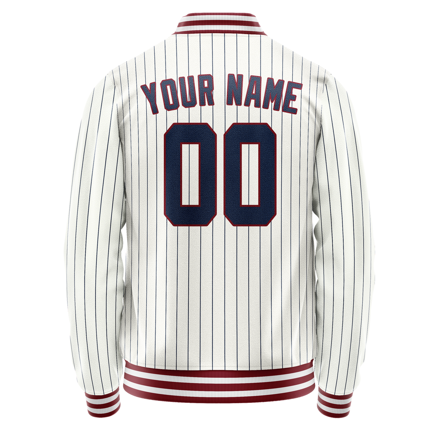 Custom White Royal Royal Pinstripe Varsity Letterman Jacket