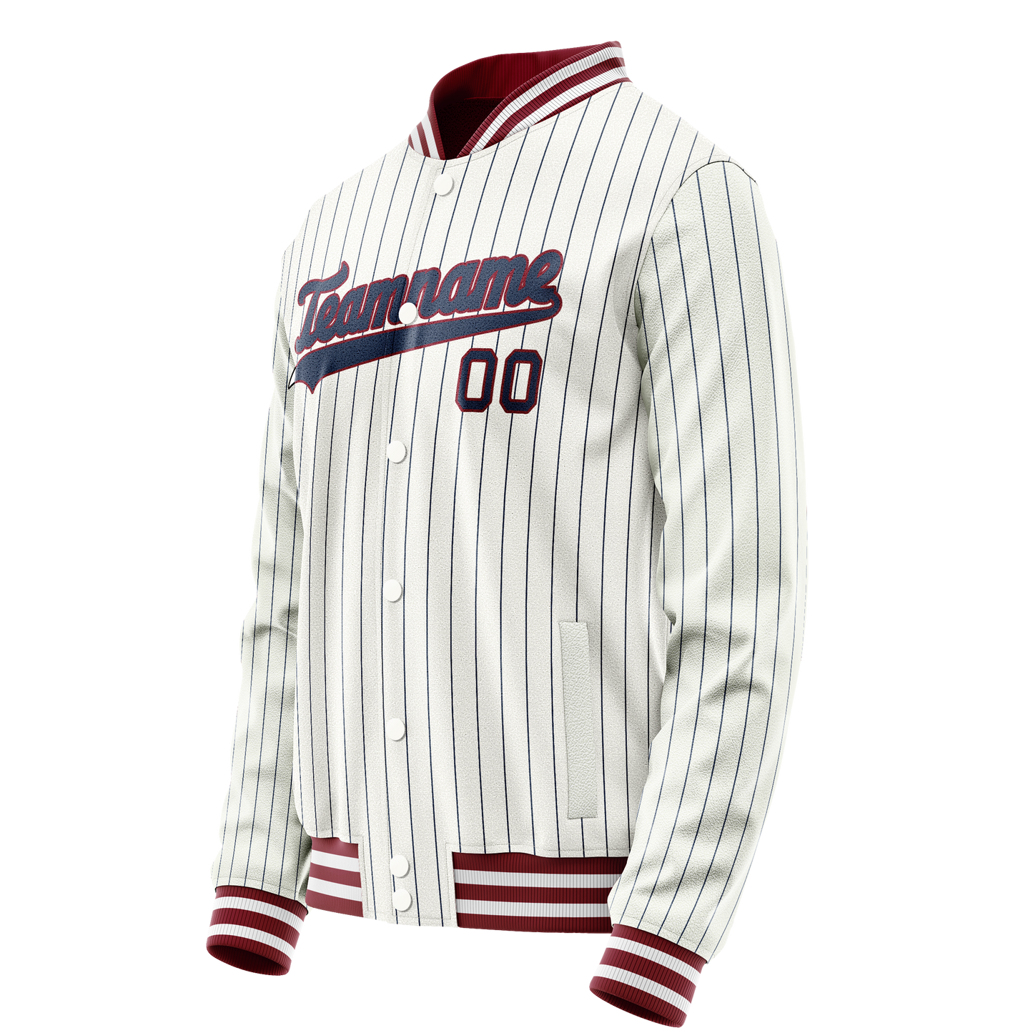 Custom White Royal Royal Pinstripe Varsity Letterman Jacket