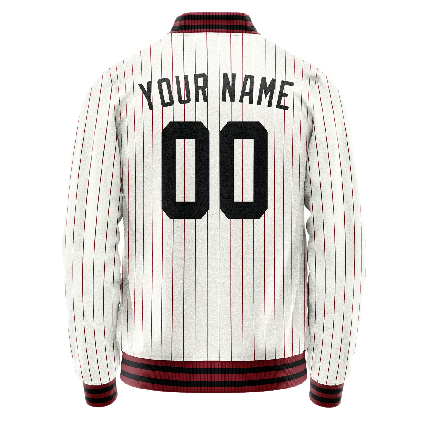 Custom White Red Red Pinstripe Varsity Letterman Jacket
