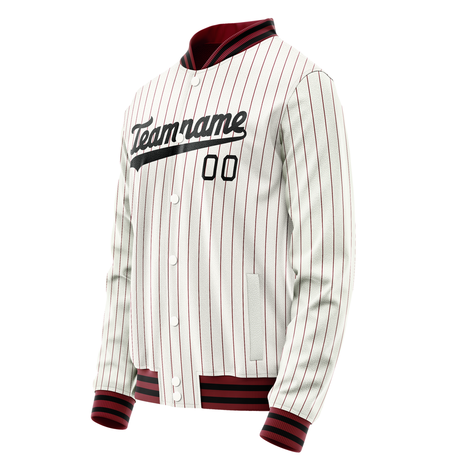 Custom White Red Red Pinstripe Varsity Letterman Jacket