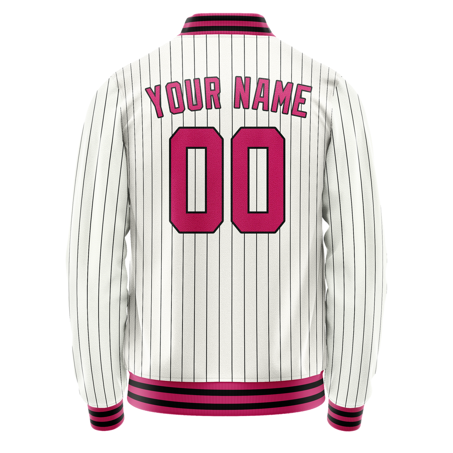 Custom White Red Black Pinstripe Varsity Letterman Jacket